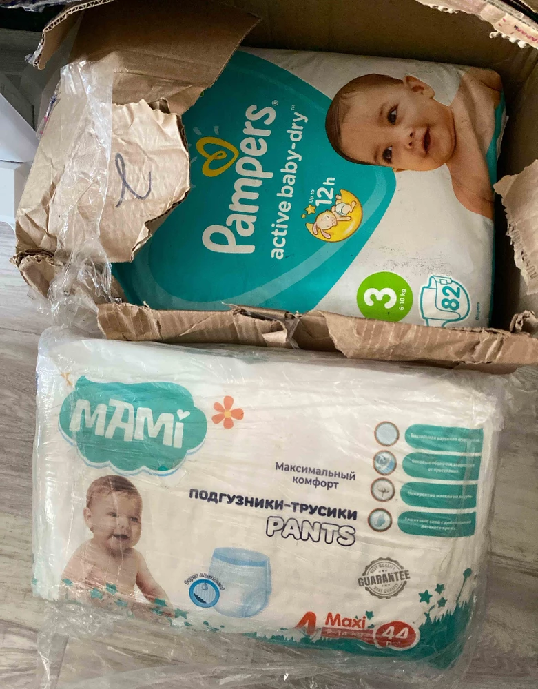 Заказывала подгузники - трусики Manu (9-14 кг) Пришли: подгузники - трусики Pampers 6-10 кг (они не налезут на ребенка, не соответствуют весу) и подгузники - трусики Mami 9-14 кг (непонятной фирмы, из отзывов в интернете качество «отстой»). Два раза подавала заявку на возврат, но продавец отклоняет!!!