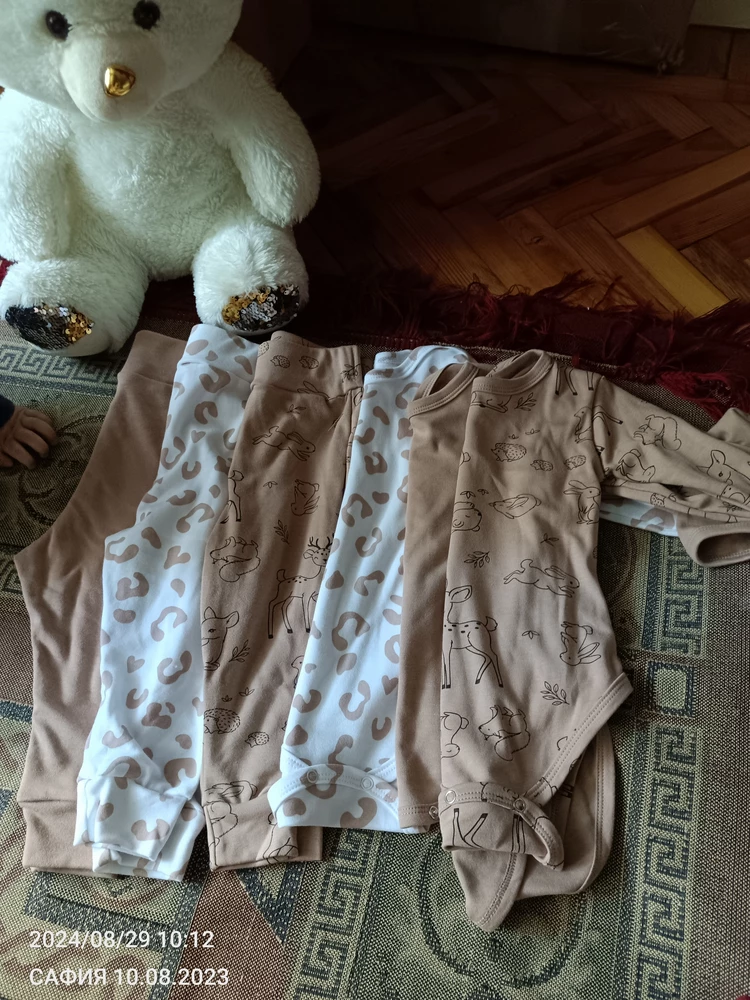 Шикарные боди . Мягкие , нежные. Качество супер . Взяла комплект . Размер соответствует 👍👍👍👍👍доставка во время упаковано хорошо. Рекомендую