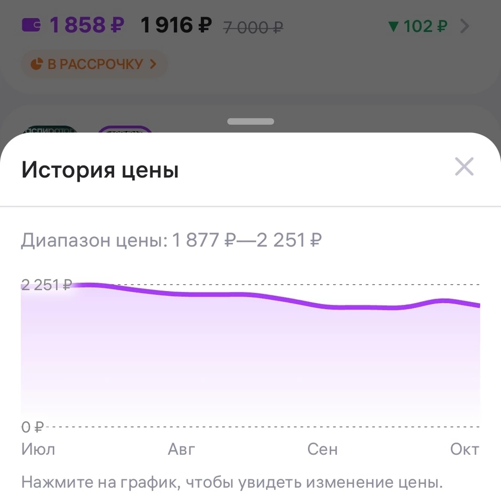 Я уж не знаю, кто ставит цену и как, но я из-за спешки (очень болел маленький ребёнок) поторопилась и жалею об этом, переплатив 700 р. Обратите внимание на фото что той цены которую я заплатила в графике вообще нет. Возможно это махинации вб. В любом случае пусть на моей ошибке кто-то научится
